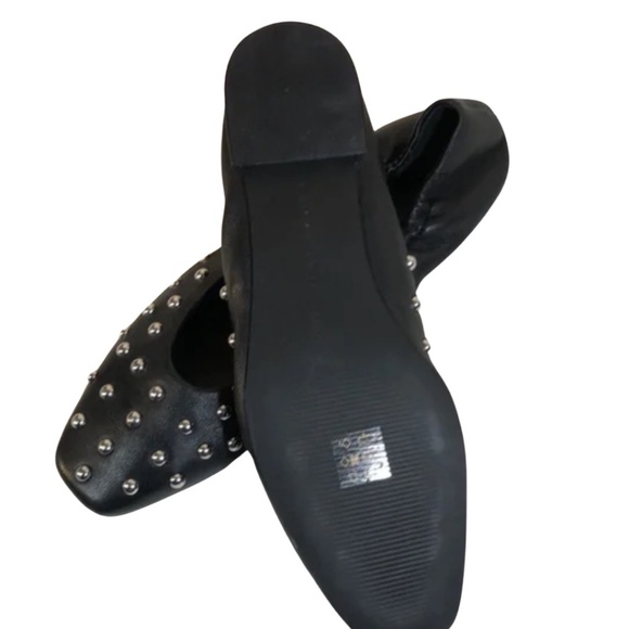 NEW 🖤 Womens Leather Flats 9 Black Design Concept Studio Studded Ballerina Shoe - Picture 3 of 8